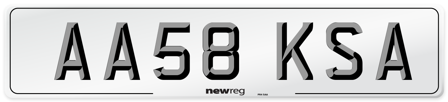 AA58 KSA Number Plate from New Reg